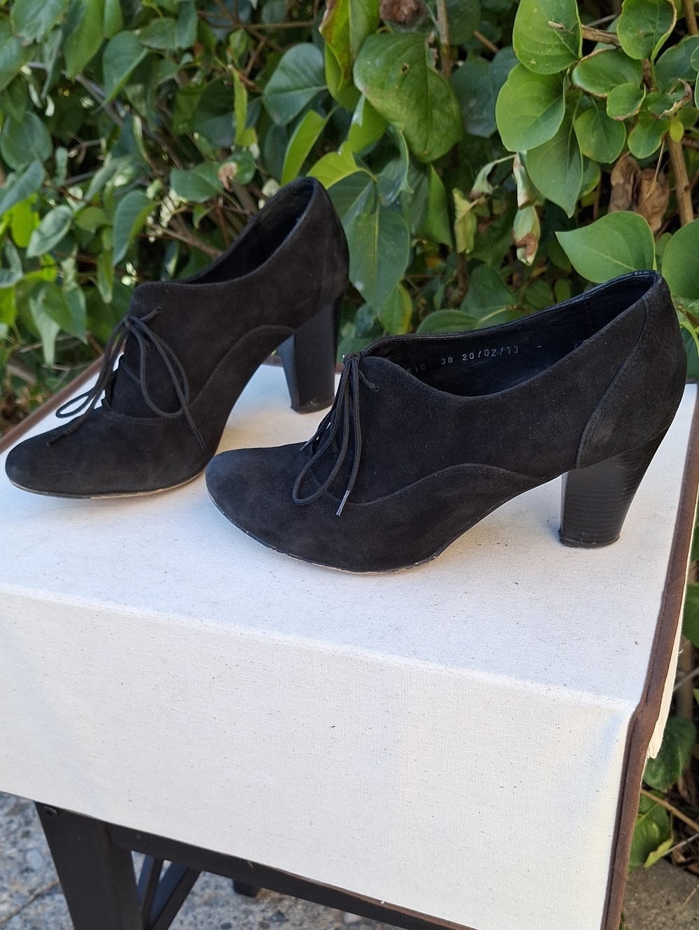 Genuine Suede Stacked Heel Booties